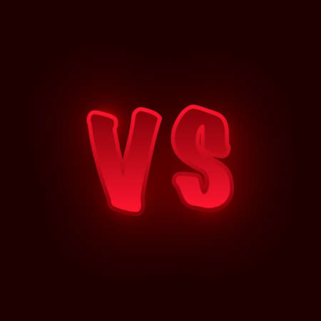Red neon versus logo vs letters for sports and fight competition. Battle vs match, game concept competitive vs. Vector stock illustration.のイラスト素材