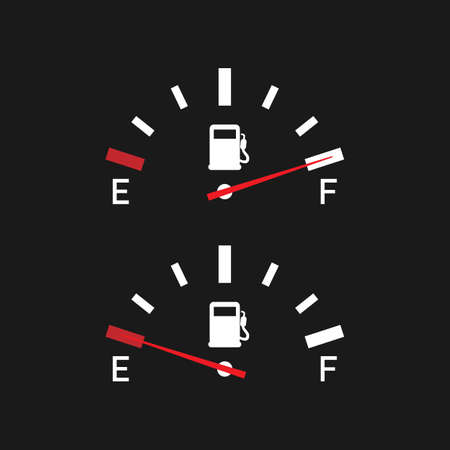 Fuel indicator. Illustration on Black background for design ,Empty Energy. Vector stock illustration.のイラスト素材