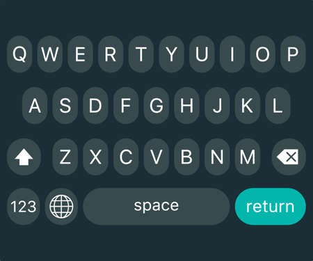 Vector modern keyboard of smartphone, alphabet buttons. Vector stock illustration.のイラスト素材
