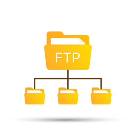color ftp protocol simple icon. concept of software update, router, teamwork tool management, copy process, info. Vector stock illustration.のイラスト素材