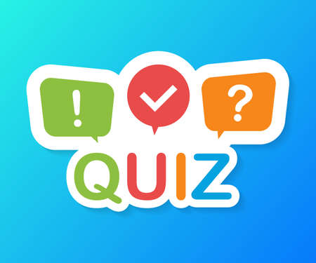 Quiz with speech bubble symbols, concept of questionnaire show sing, quiz button, question competition. Vector stock illustration.のイラスト素材