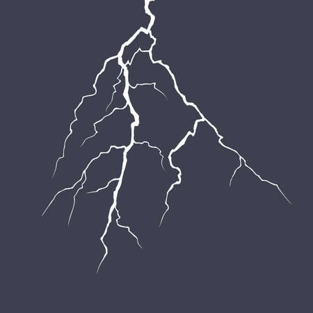 Realistic vector lightning on checkered background. Bright, electric lightning. Vector stock illustration.のイラスト素材