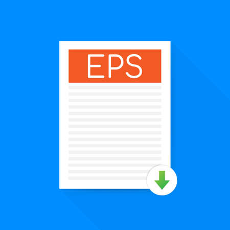 Download EPS button. Downloading document concept. File with EPS label and down arrow sign. Vector stock illustration.のイラスト素材