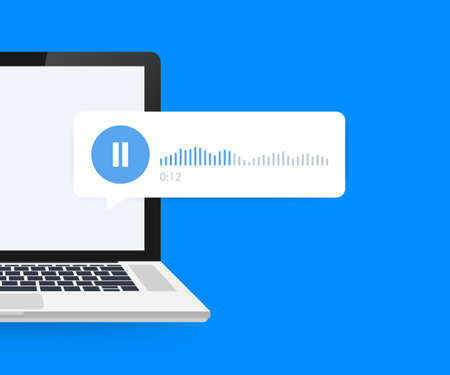Audio message, voice message on laptop screen.のイラスト素材