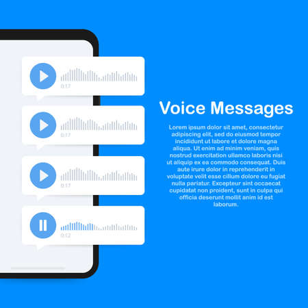 Audio message, voice message concept, on smartphone screen.のイラスト素材