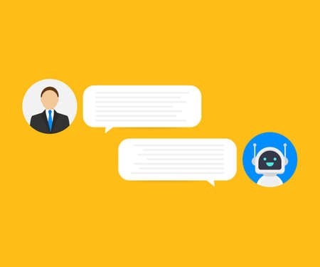 Vector flat modern style cartoon character illustration icon design. Chat bot robot concept.