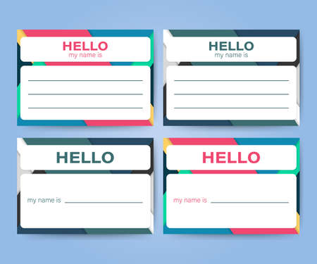 "Hello My Name Is..." Name Tag Set. Label sticker on white background.のイラスト素材