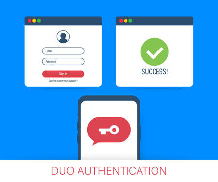 Duo authentication concept banner with text place. Can use for web banner, infographics, hero images.のイラスト素材