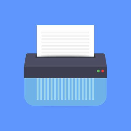Shredder machine. Office device for destruction of documents. Vector stock illustrationのイラスト素材