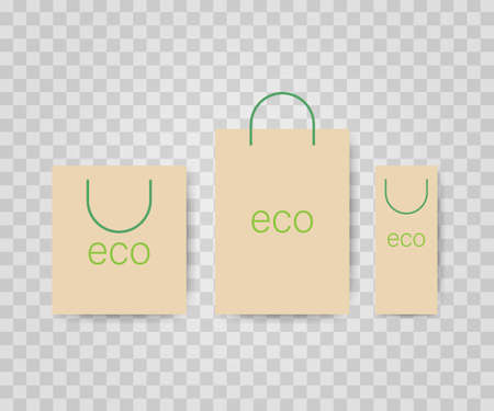 Set Cotton eco bag on transparent background. Vector stock illustrationのイラスト素材