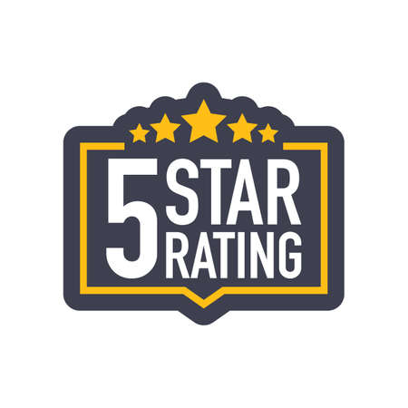 Five stars rating sign in flat style.