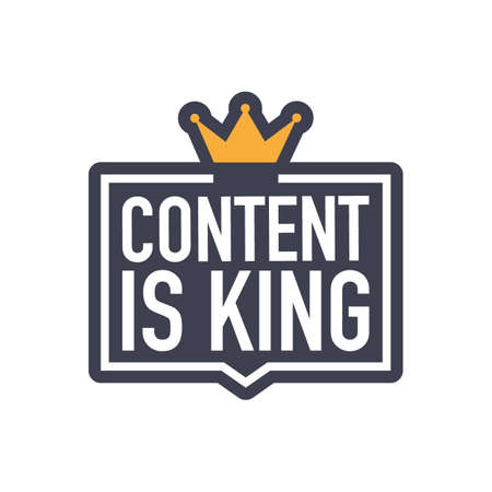 Content is king, flat icon, badge on white background.のイラスト素材