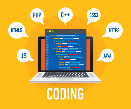 Programming, web development concept. Code on the screen laptop.のイラスト素材