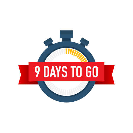 Nine days to go. Time icon. Vector stock illustration on white background.のイラスト素材