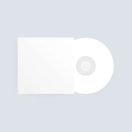 The CD-DVD compact disc and white empty paper case template with shadow on transparent background. Vector stock illustrationのイラスト素材