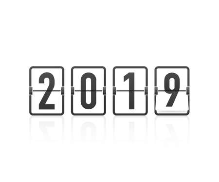Happy new year 2019 timetable, editable vector design. Vector stock illustration.