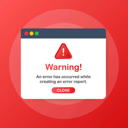 Modern warning pop up with flat design on red background. Vector stock illustration.のイラスト素材