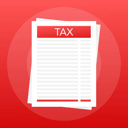 Taxation icon isolated. A simplified tax form. Unfilled, minimalistic form of the document. Vector stock illustration.のイラスト素材