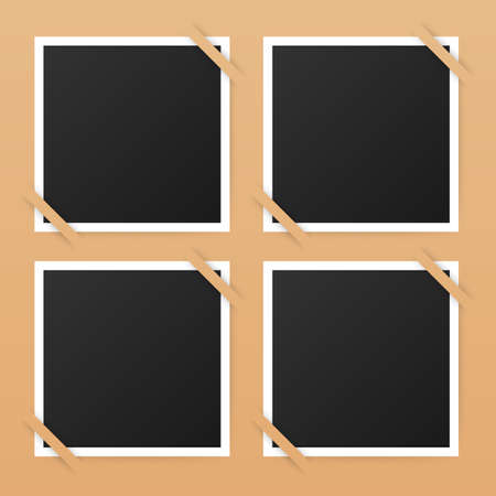 Photo frame mockup design. Realistic photograph with blank space for your image.  Vector stock...