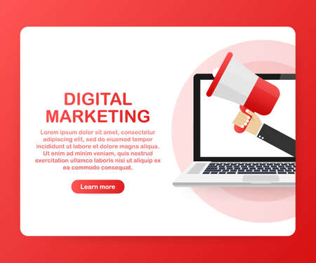 Concept illustration - digital marketing, media planning, online business and purchasing, financial analysis and statistics. Vector stock illustration.のイラスト素材
