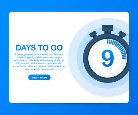 Nine days to go. Banner for business, marketing and advertising, Vector stock illustration on white background.のイラスト素材