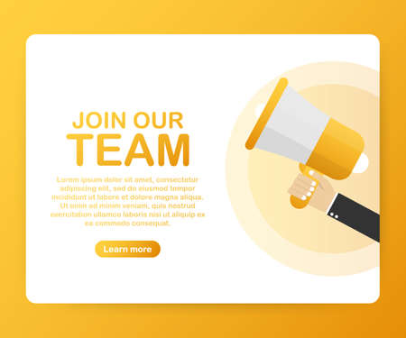 Hand holding megaphone - Join our team. Vector stock illustration.のイラスト素材