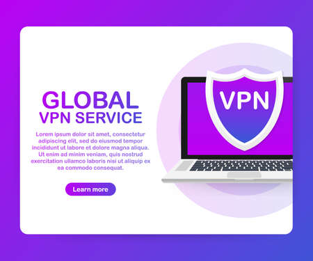 VPN connectivity. Secure virtual private network connection concept. Isometric vector stock illustration in ultraviolet colors.のイラスト素材