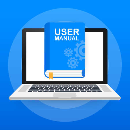 Concept User manual book for web page, banner, social media. Vector stock illustrationのイラスト素材