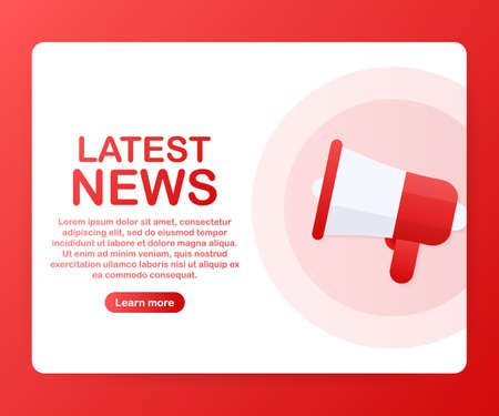 Megaphone Hand, business concept with text Latest news. Vector stock illustrationのイラスト素材