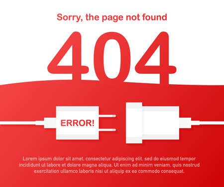 Error 404 web page template vector design. Website 404 page error with servers. Vector stock...