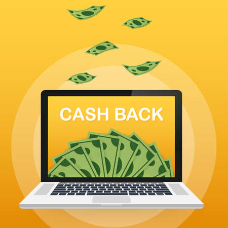 Cash back concept. Money icons for cash back, commerce or transfer payments online service. Vector stock illustration.のイラスト素材