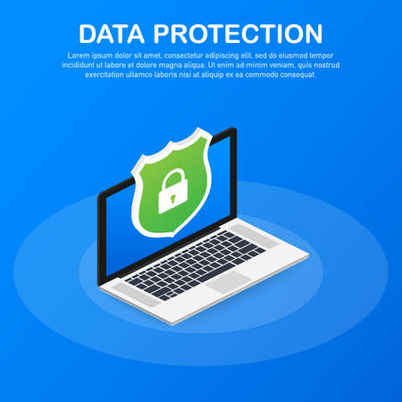 Data Protection, privacy, and internet security. Vector stock illustration.のイラスト素材
