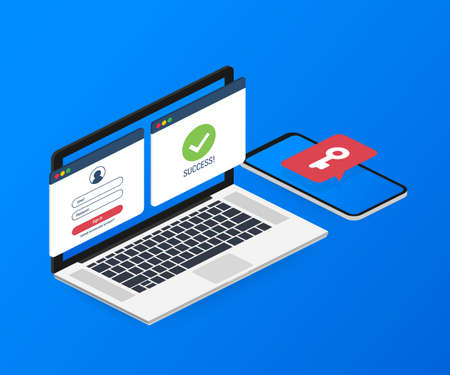 Duo authentication concept banner with text place. Can use for web banner, infographics, hero...