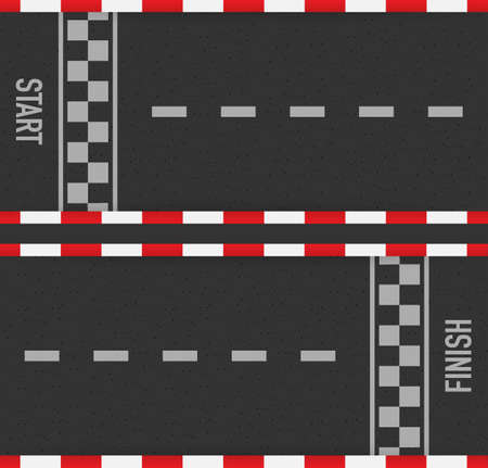Rally races line track or road marking. Car or karting road racing vector background. Vector stock illustration.のイラスト素材