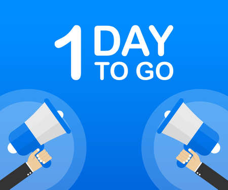 1 day to go flat icon on blue background. Banner for business, marketing and advertising. Vector stock illustration.のイラスト素材