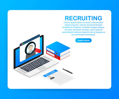 Recruitment concept. Hire workers, choice employers search team for job. Resume icon.  Vector stock illustration.のイラスト素材