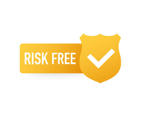 Risk-free guarantee label on white background. Vector stock illustration.のイラスト素材