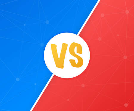 VS Versus Blue and red comic design. Battle banner match, vs letters competition confrontation. Vector stock illustration.のイラスト素材