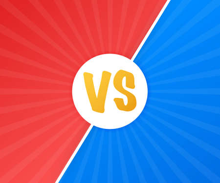 VS Versus Blue and red comic design. Battle banner match, vs letters competition confrontation. Vector stock illustration.のイラスト素材