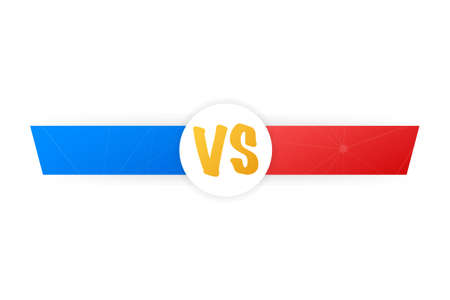 VS Versus Blue and red comic design. Battle banner match, vs letters competition confrontation. Vector stock illustration.のイラスト素材
