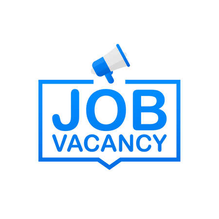 Hand Holding Megaphone with Job vacancy. Vector stock illustration.のイラスト素材
