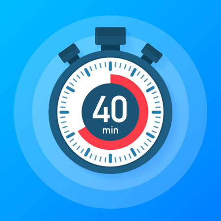 The 40 minutes, stopwatch vector icon. Stopwatch icon in flat style, timer on on color background.  Vector stock illustration.のイラスト素材