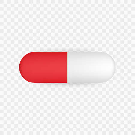 Capsule pill. Realistic pills blister with capsules on white background. Vector stock illustration.のイラスト素材