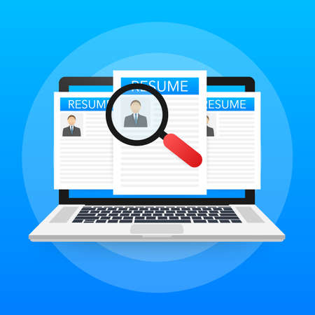 Recruitment concept. Hire workers, choice employers search team for job. Resume icon. Vector stock illustration.のイラスト素材
