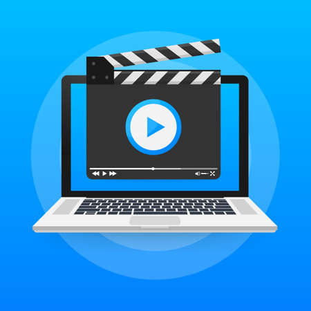 Content production, development, article writing, video. Video production. Vector stock illustration.のイラスト素材