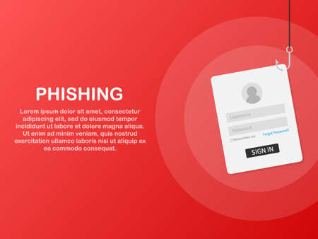 Internet phishing, hacked login and password. Vector stock illustration.のイラスト素材