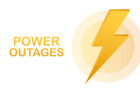 Power outages. Badge, icon, stamp, logo. Vector stock illustration.