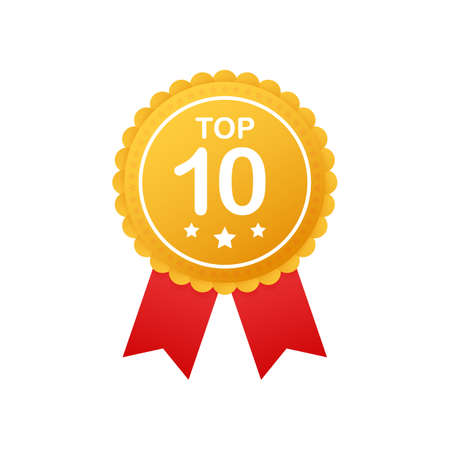 Top 10 rating badges. Top ten Badge, icon, stamp. Vector stock illustration.のイラスト素材