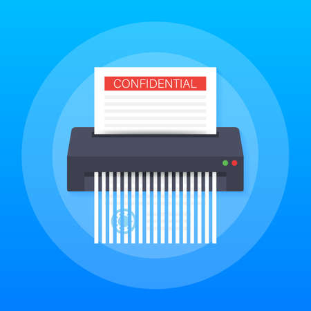 Paper shredder icon document business office information protection. Vector stock illustrationのイラスト素材