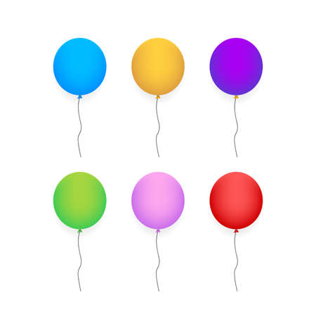 Colorful realistic helium balloons. Glossy realistic balloon for Birthday party. Vector stock illustrationのイラスト素材